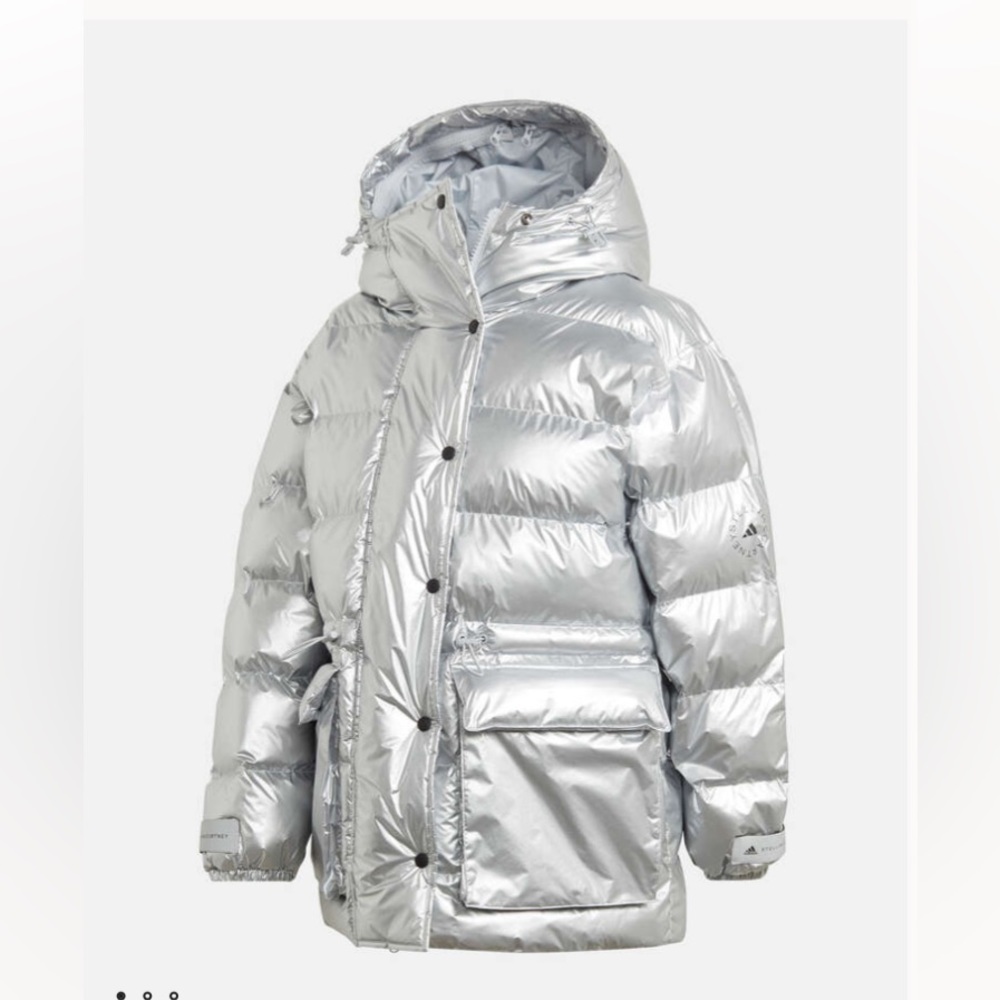 Adidas by Stella McCartney puffer silver jacket! Hoodie! Inside Vest EUC Size S - Picture 8 of 17